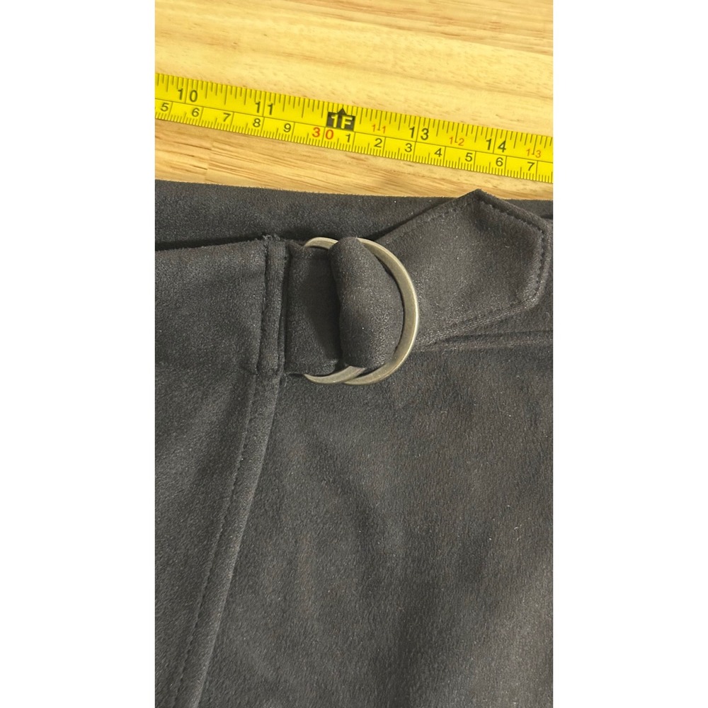 Banana Republic Black Faux Suede D-Ring Wrap Mini Skirt Size 14 - Picture 6 of 7